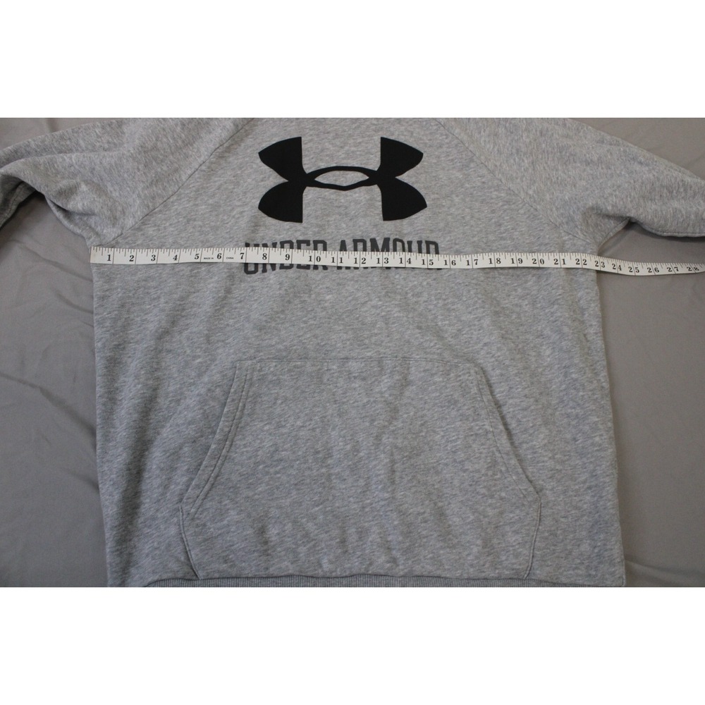 Under Armour Hoodie Mens Medium Gray Fleece Lined Long Sleeve Logo Pullover - Picture 5 of 7